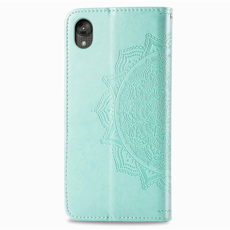 For Motorola Moto E6 Embossed Mandala Pattern PC + TPU Horizontal Flip Leather Case with Holder & Card Slots