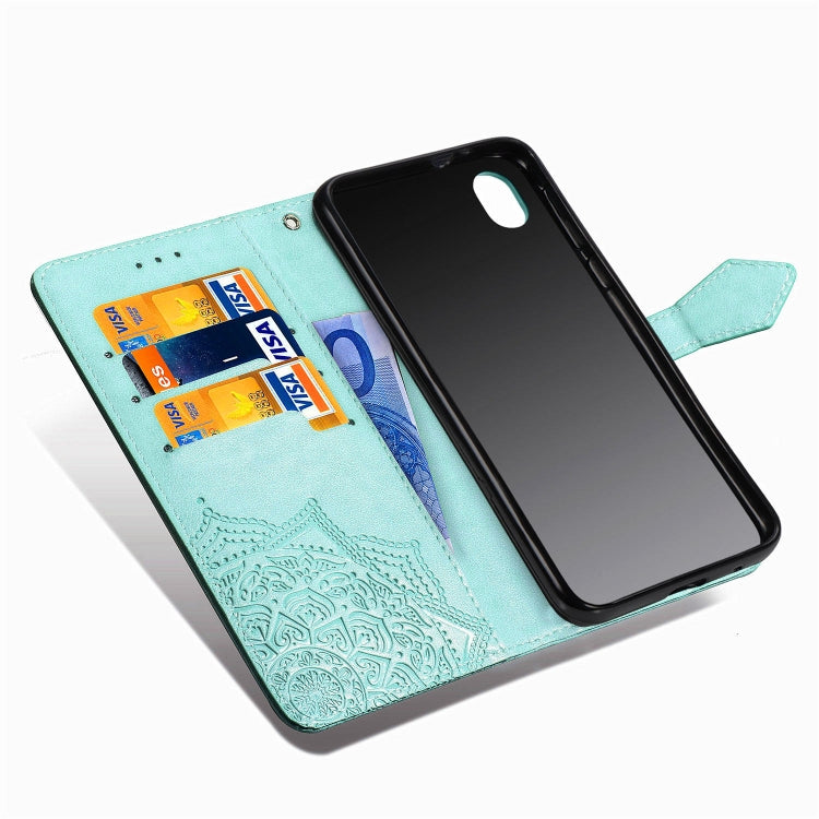 For Motorola Moto E6 Embossed Mandala Pattern PC + TPU Horizontal Flip Leather Case with Holder & Card Slots