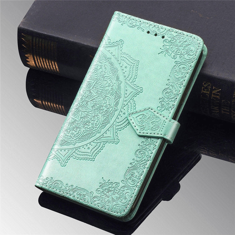 For Motorola Moto E6 Embossed Mandala Pattern PC + TPU Horizontal Flip Leather Case with Holder & Card Slots