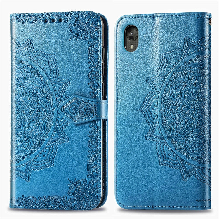 For Motorola Moto E6 Embossed Mandala Pattern PC + TPU Horizontal Flip Leather Case with Holder & Card Slots