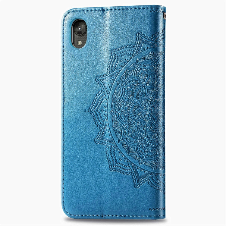 For Motorola Moto E6 Embossed Mandala Pattern PC + TPU Horizontal Flip Leather Case with Holder & Card Slots