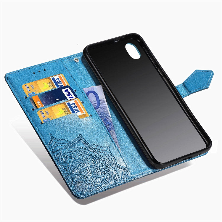 For Motorola Moto E6 Embossed Mandala Pattern PC + TPU Horizontal Flip Leather Case with Holder & Card Slots