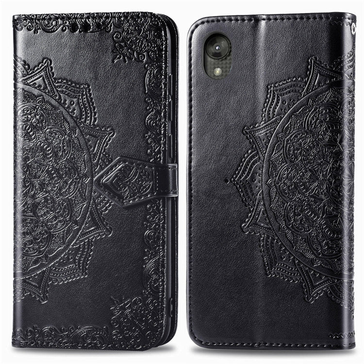 For Motorola Moto E6 Embossed Mandala Pattern PC + TPU Horizontal Flip Leather Case with Holder & Card Slots