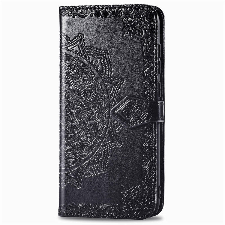 For Motorola Moto E6 Embossed Mandala Pattern PC + TPU Horizontal Flip Leather Case with Holder & Card Slots