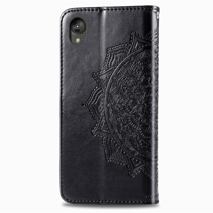 For Motorola Moto E6 Embossed Mandala Pattern PC + TPU Horizontal Flip Leather Case with Holder & Card Slots