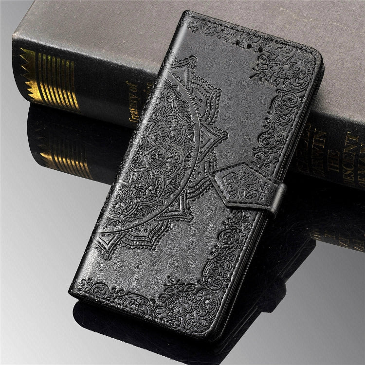 For Motorola Moto E6 Embossed Mandala Pattern PC + TPU Horizontal Flip Leather Case with Holder & Card Slots