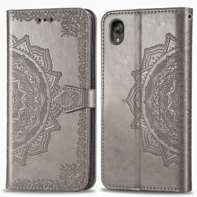 For Motorola Moto E6 Embossed Mandala Pattern PC + TPU Horizontal Flip Leather Case with Holder & Card Slots
