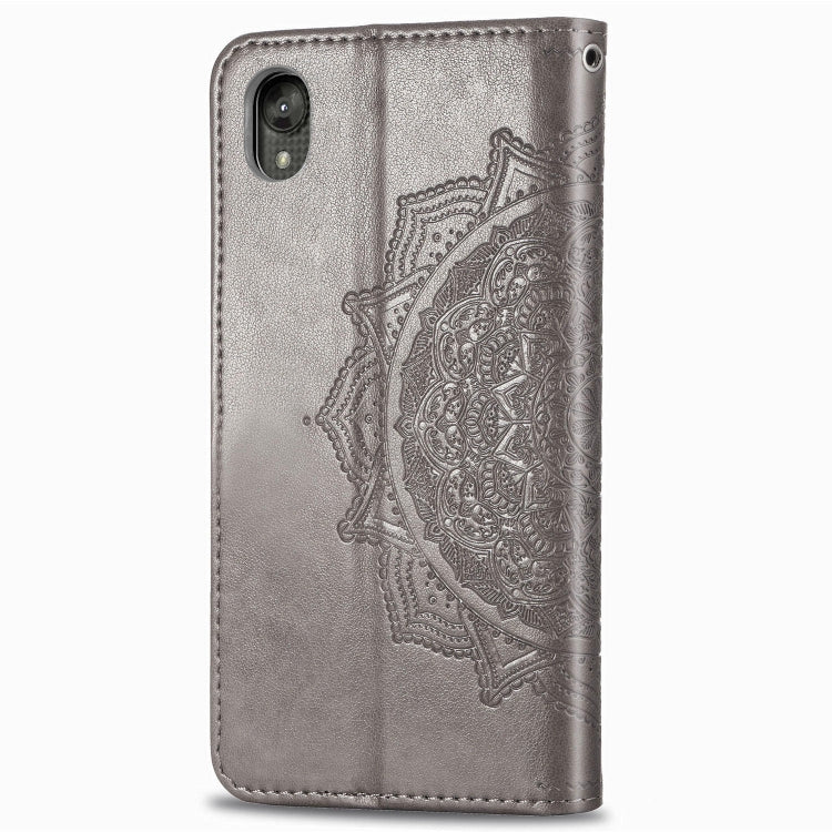 For Motorola Moto E6 Embossed Mandala Pattern PC + TPU Horizontal Flip Leather Case with Holder & Card Slots