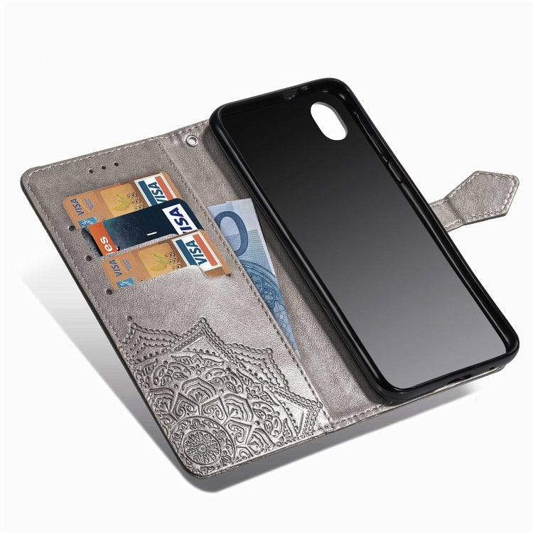 For Motorola Moto E6 Embossed Mandala Pattern PC + TPU Horizontal Flip Leather Case with Holder & Card Slots