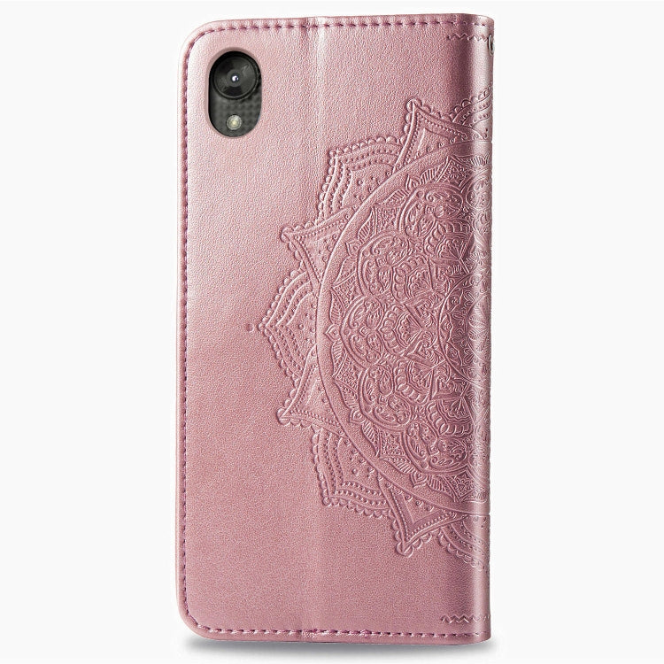 For Motorola Moto E6 Embossed Mandala Pattern PC + TPU Horizontal Flip Leather Case with Holder & Card Slots