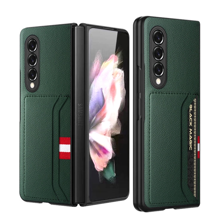 For Samsung Galaxy Z Fold3 5G Litchi Texture Soft Micorofiber Folding Phone Case with Dual Card Slots