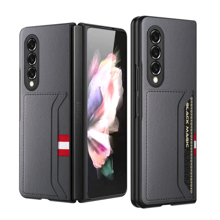 For Samsung Galaxy Z Fold3 5G Litchi Texture Soft Micorofiber Folding Phone Case with Dual Card Slots