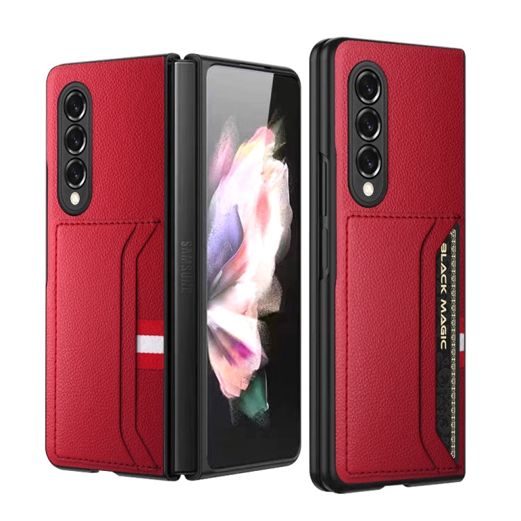 For Samsung Galaxy Z Fold3 5G Litchi Texture Soft Micorofiber Folding Phone Case with Dual Card Slots