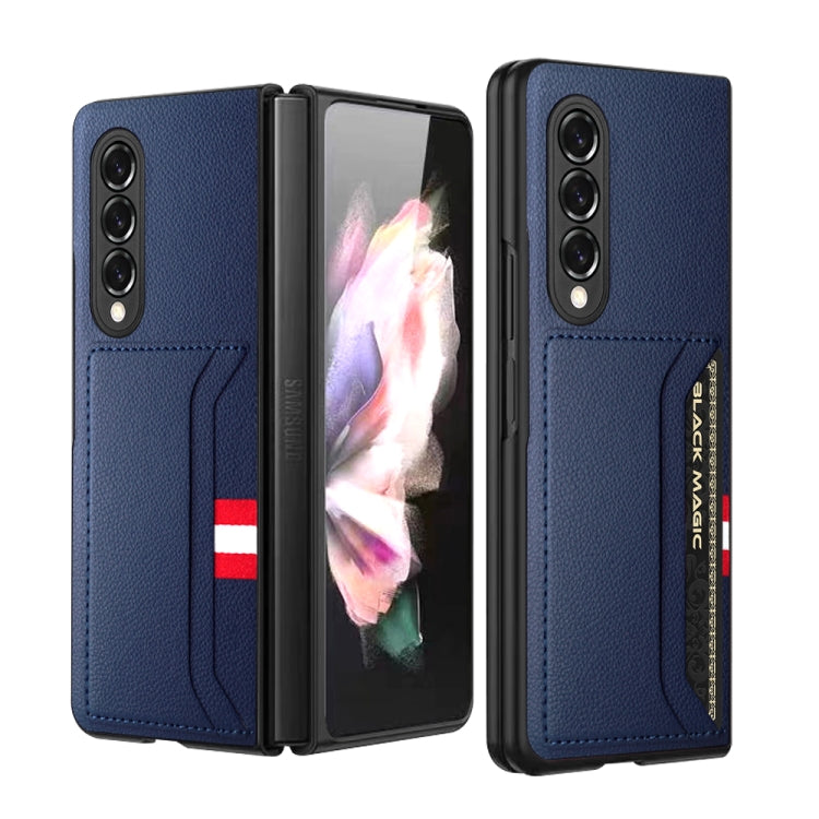 For Samsung Galaxy Z Fold3 5G Litchi Texture Soft Micorofiber Folding Phone Case with Dual Card Slots