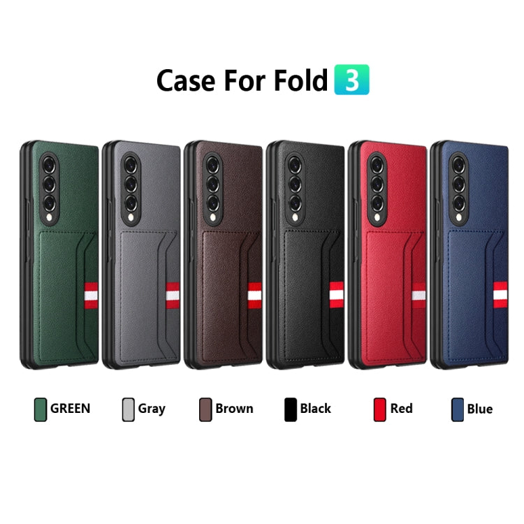 For Samsung Galaxy Z Fold3 5G Litchi Texture Soft Micorofiber Folding Phone Case with Dual Card Slots