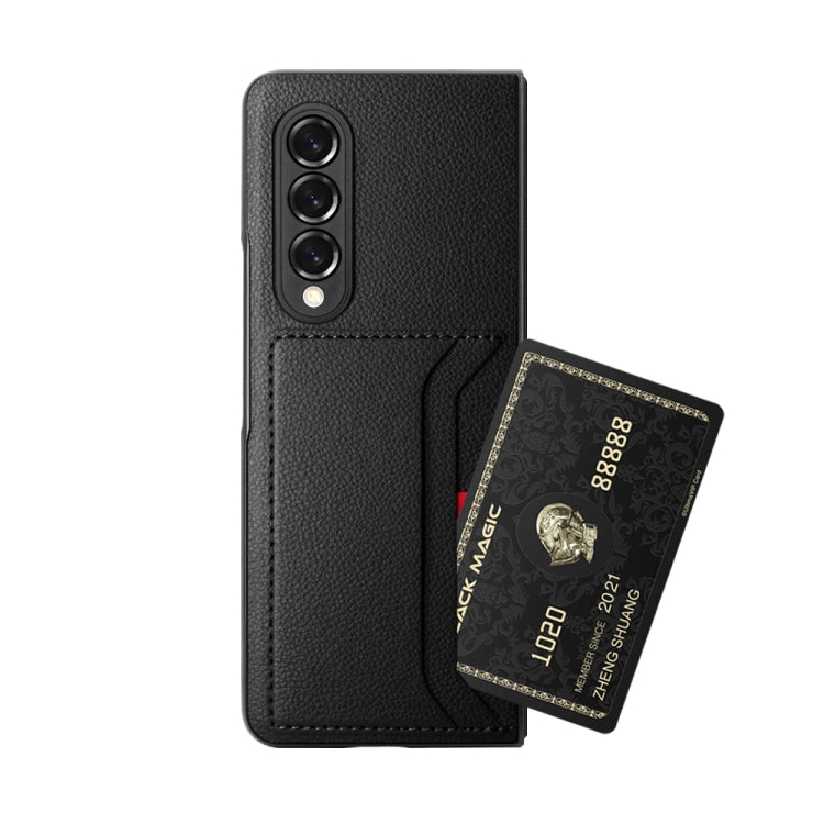 For Samsung Galaxy Z Fold3 5G Litchi Texture Soft Micorofiber Folding Phone Case with Dual Card Slots