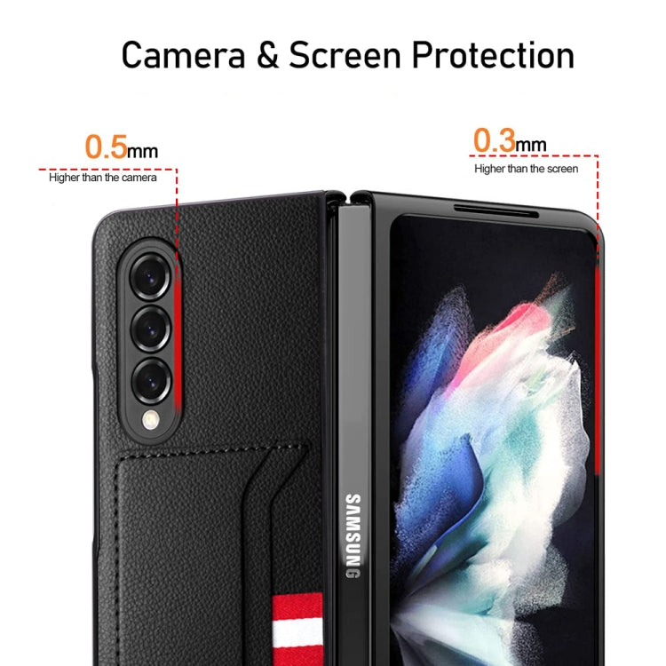 For Samsung Galaxy Z Fold3 5G Litchi Texture Soft Micorofiber Folding Phone Case with Dual Card Slots