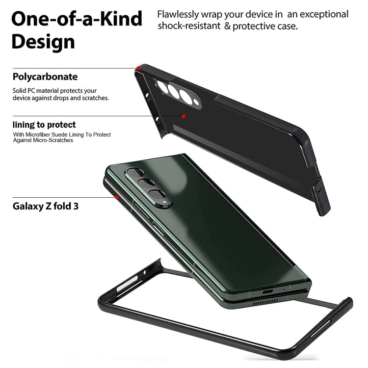 For Samsung Galaxy Z Fold3 5G Litchi Texture Soft Micorofiber Folding Phone Case with Dual Card Slots