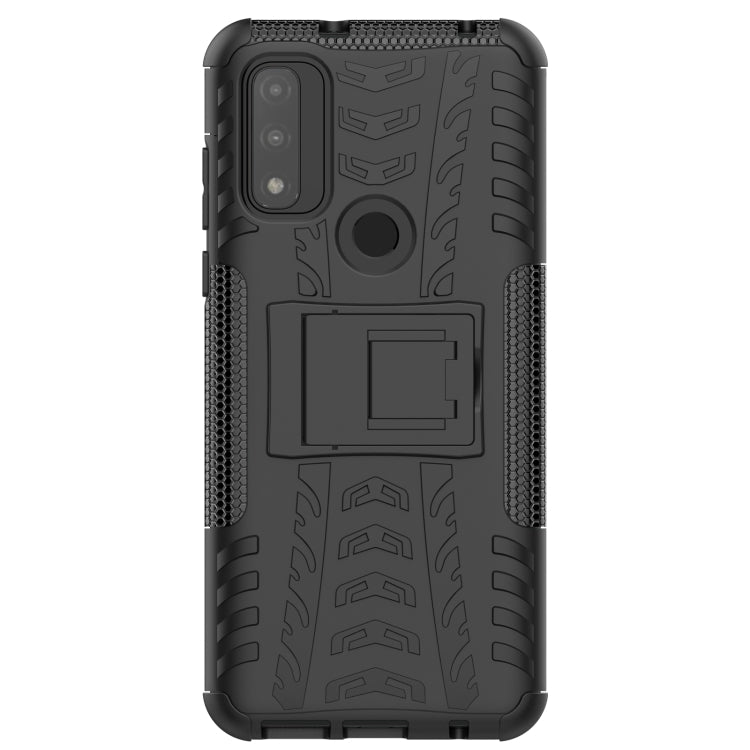 For Motorola Moto G Pure Tire Texture Shockproof TPU+PC Phone Case with Holder