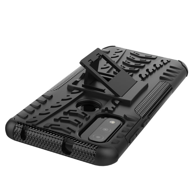 For Motorola Moto G Pure Tire Texture Shockproof TPU+PC Phone Case with Holder