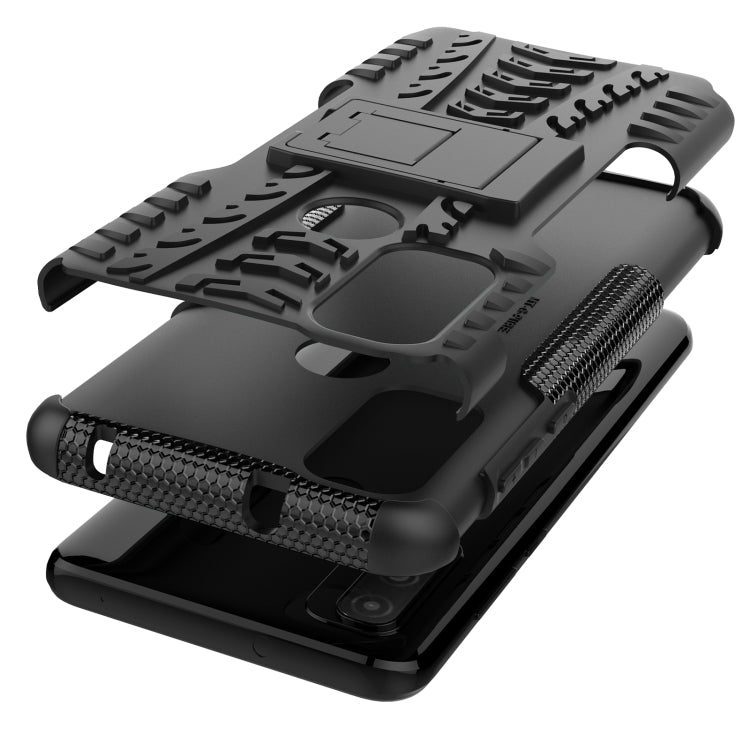 For Motorola Moto G Pure Tire Texture Shockproof TPU+PC Phone Case with Holder