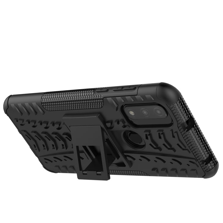 For Motorola Moto G Pure Tire Texture Shockproof TPU+PC Phone Case with Holder
