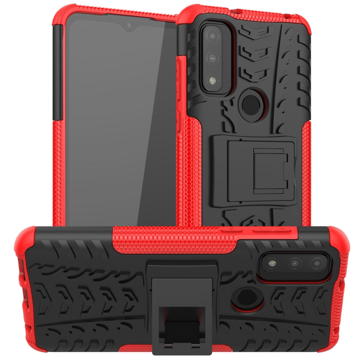 For Motorola Moto G Pure Tire Texture Shockproof TPU+PC Phone Case with Holder