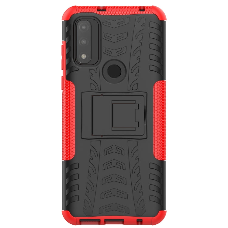 For Motorola Moto G Pure Tire Texture Shockproof TPU+PC Phone Case with Holder
