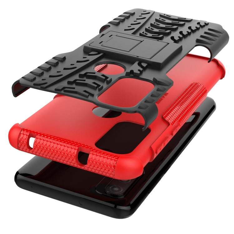 For Motorola Moto G Pure Tire Texture Shockproof TPU+PC Phone Case with Holder