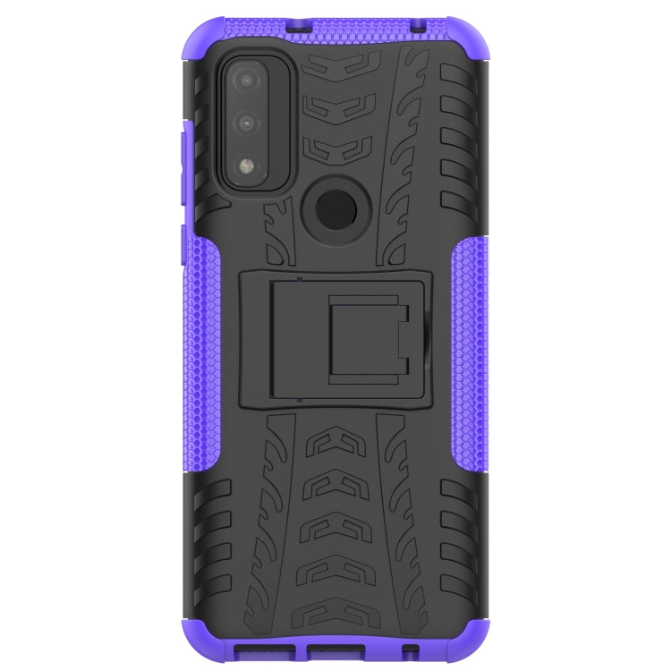 For Motorola Moto G Pure Tire Texture Shockproof TPU+PC Phone Case with Holder