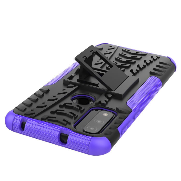 For Motorola Moto G Pure Tire Texture Shockproof TPU+PC Phone Case with Holder