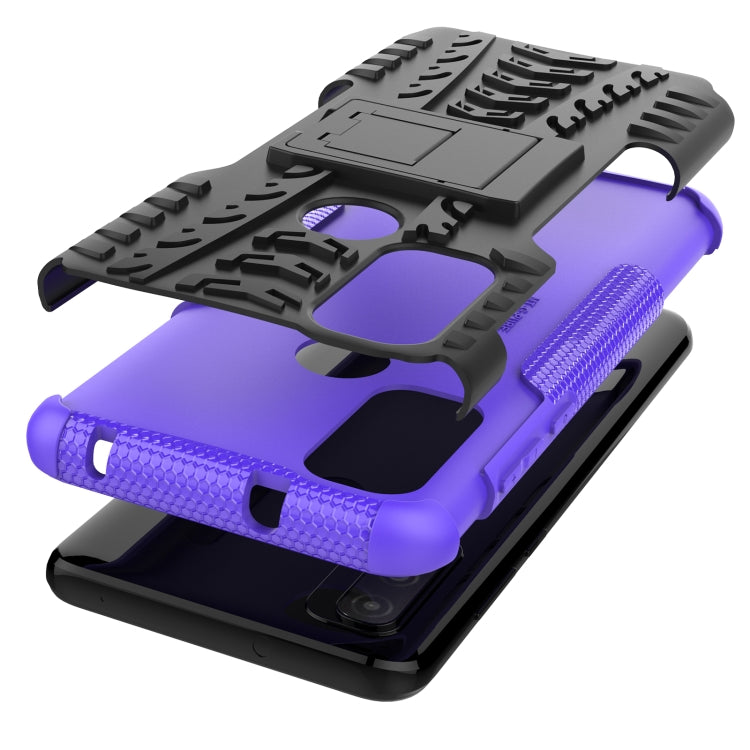 For Motorola Moto G Pure Tire Texture Shockproof TPU+PC Phone Case with Holder