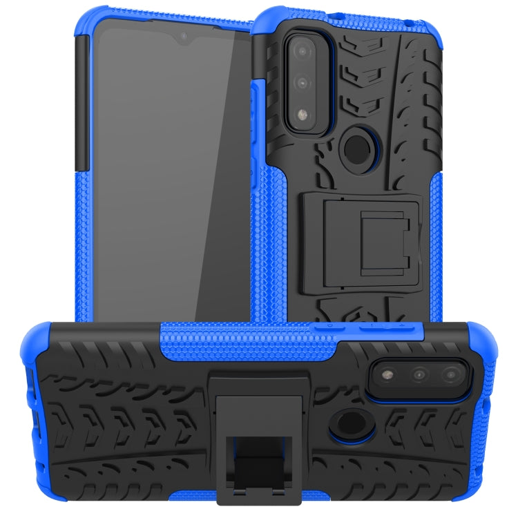 For Motorola Moto G Pure Tire Texture Shockproof TPU+PC Phone Case with Holder