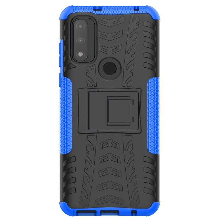 For Motorola Moto G Pure Tire Texture Shockproof TPU+PC Phone Case with Holder