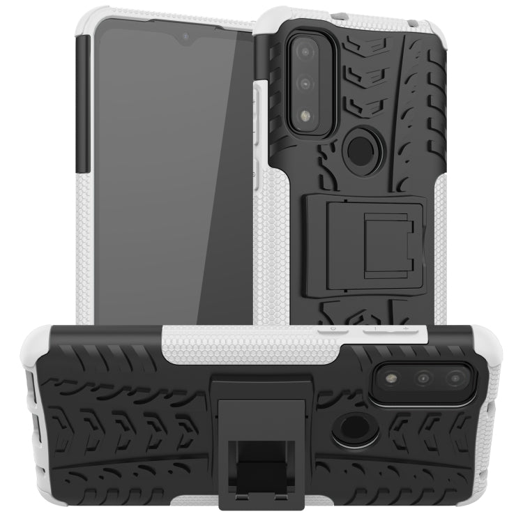 For Motorola Moto G Pure Tire Texture Shockproof TPU+PC Phone Case with Holder