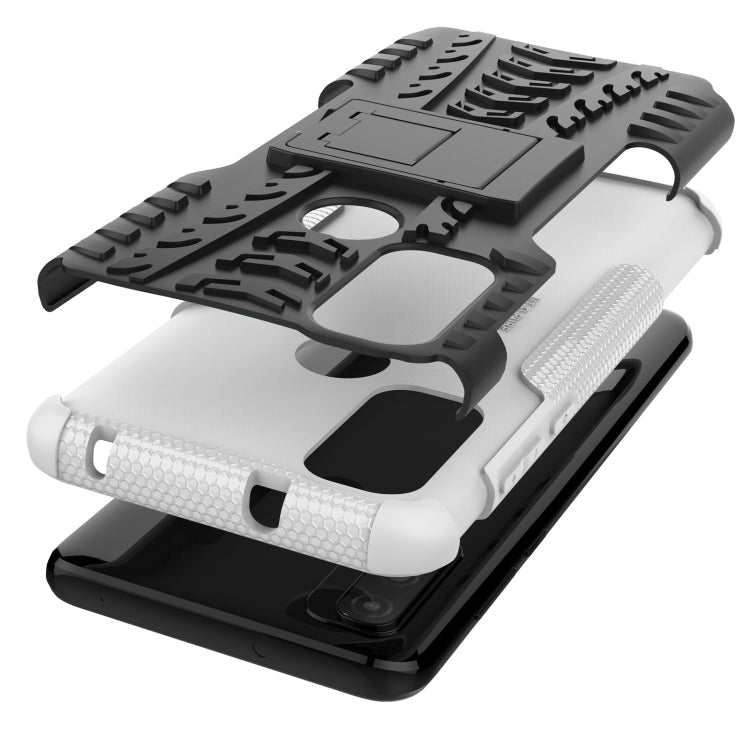 For Motorola Moto G Pure Tire Texture Shockproof TPU+PC Phone Case with Holder