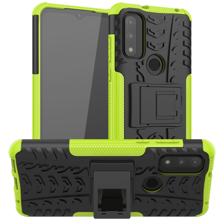 For Motorola Moto G Pure Tire Texture Shockproof TPU+PC Phone Case with Holder