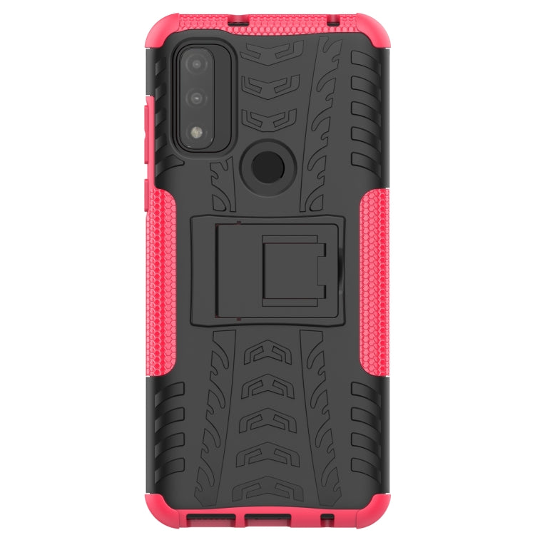 For Motorola Moto G Pure Tire Texture Shockproof TPU+PC Phone Case with Holder
