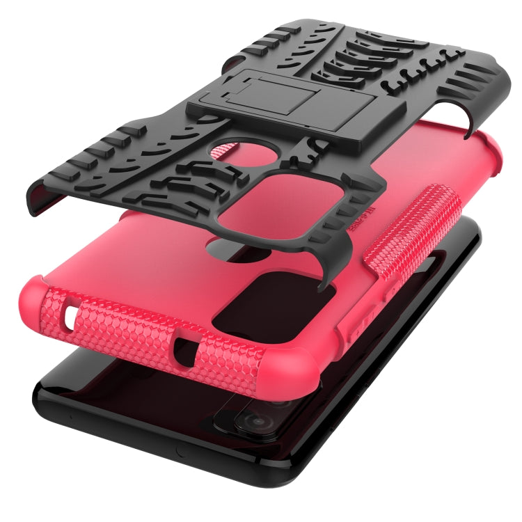 For Motorola Moto G Pure Tire Texture Shockproof TPU+PC Phone Case with Holder
