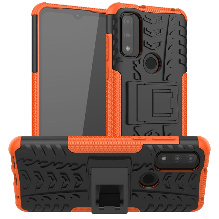 For Motorola Moto G Pure Tire Texture Shockproof TPU+PC Phone Case with Holder