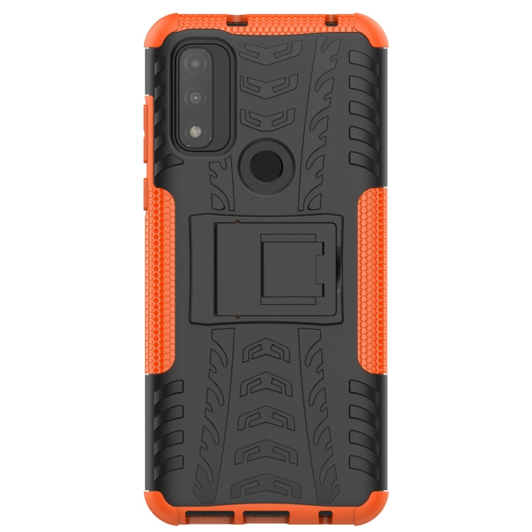 For Motorola Moto G Pure Tire Texture Shockproof TPU+PC Phone Case with Holder