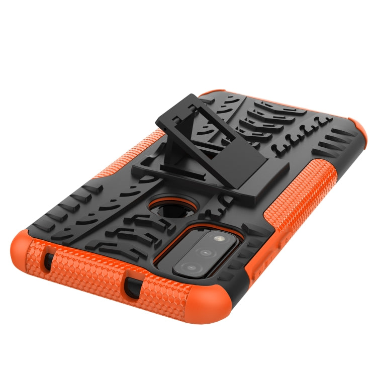 For Motorola Moto G Pure Tire Texture Shockproof TPU+PC Phone Case with Holder