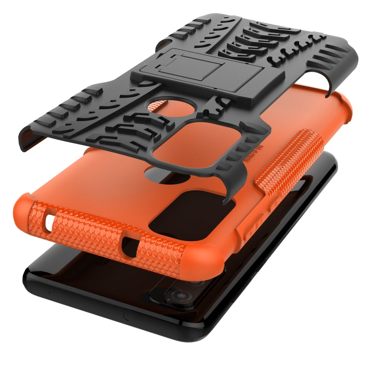 For Motorola Moto G Pure Tire Texture Shockproof TPU+PC Phone Case with Holder