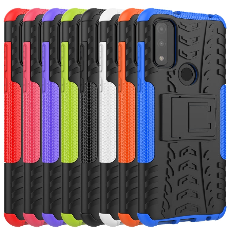 For Motorola Moto G Pure Tire Texture Shockproof TPU+PC Phone Case with Holder