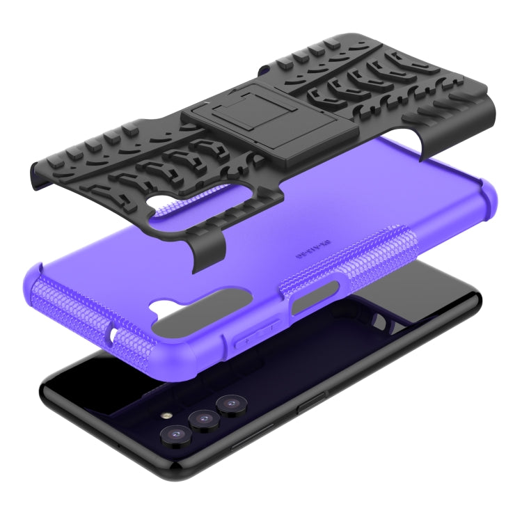 For Samsung Galaxy A13 5G Tire Texture Shockproof TPU+PC Phone Case with Holder