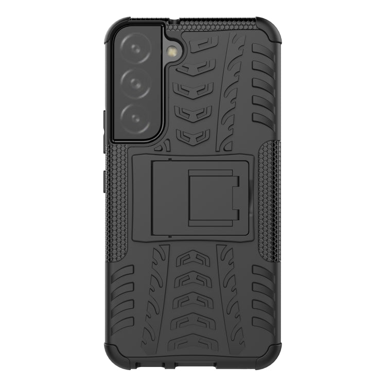 For Samsung Galaxy S22 5G Tire Texture Shockproof TPU+PC Phone Case with Holder