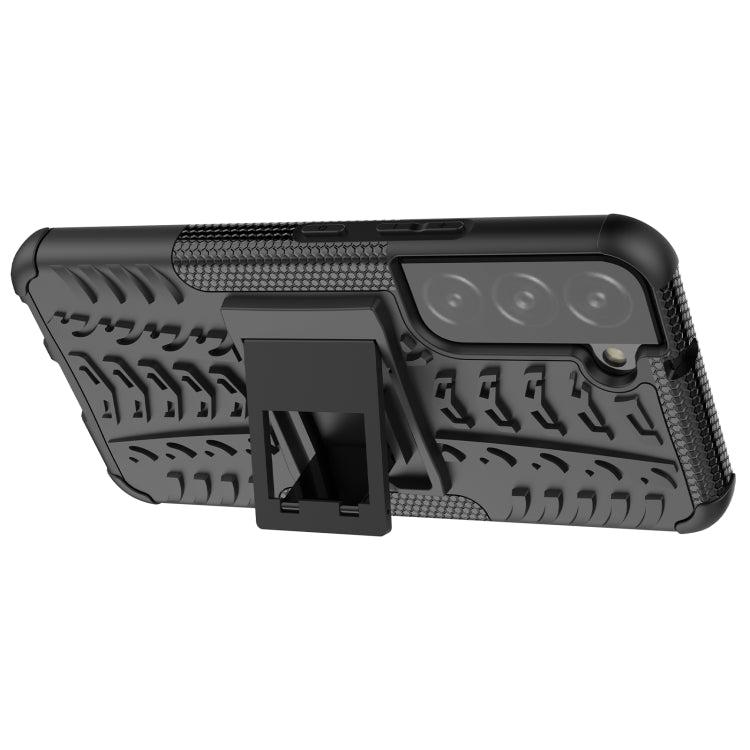 For Samsung Galaxy S22 5G Tire Texture Shockproof TPU+PC Phone Case with Holder