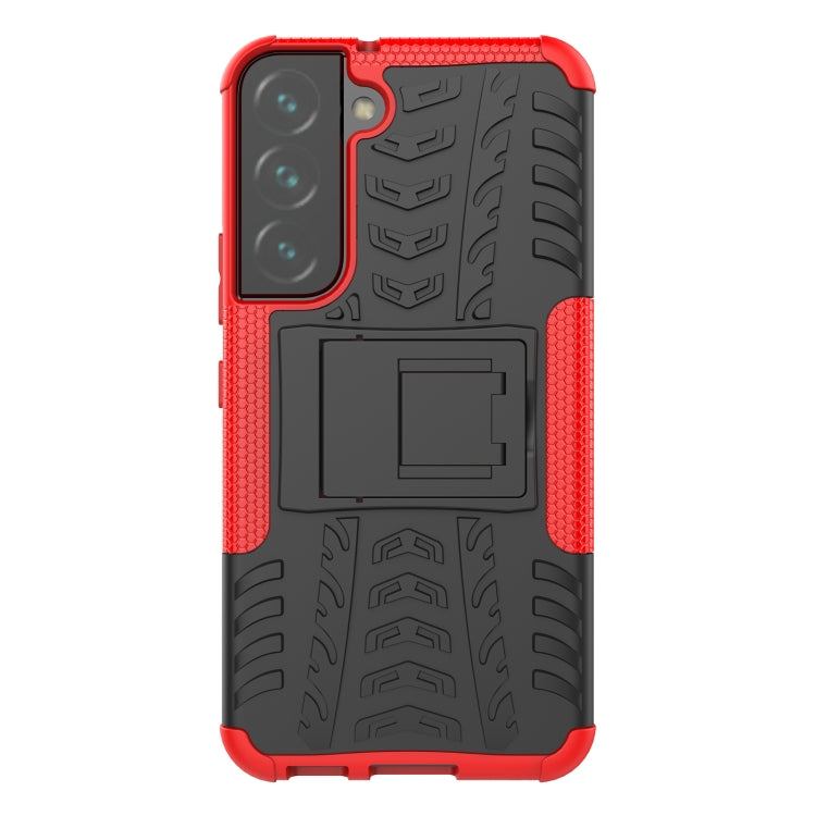 For Samsung Galaxy S22 5G Tire Texture Shockproof TPU+PC Phone Case with Holder