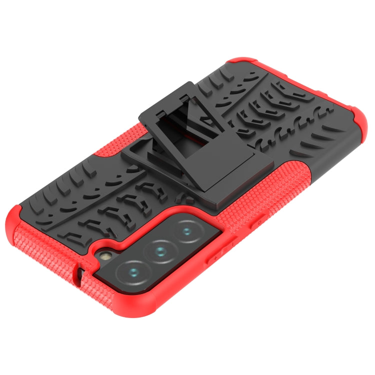 For Samsung Galaxy S22 5G Tire Texture Shockproof TPU+PC Phone Case with Holder