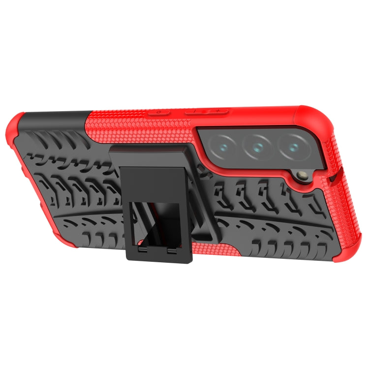 For Samsung Galaxy S22 5G Tire Texture Shockproof TPU+PC Phone Case with Holder